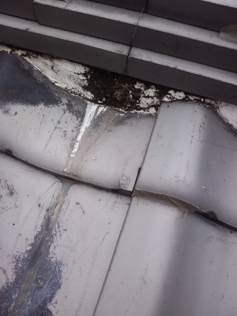 屋根・谷漆喰出過ぎによる雨漏り修理診断