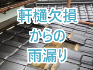 軒樋欠損からの雨漏り