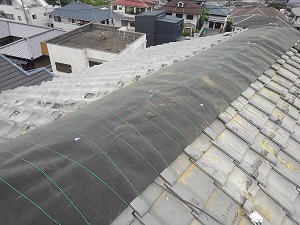 枚方市にて台風21号の再応急処置工事