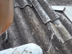 工場スレート屋根の雨漏り調査その場で即修理